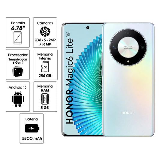 Celular Libre Honor Magic 6 Lite 5G 256GB 8GB RAM Titanium Silver