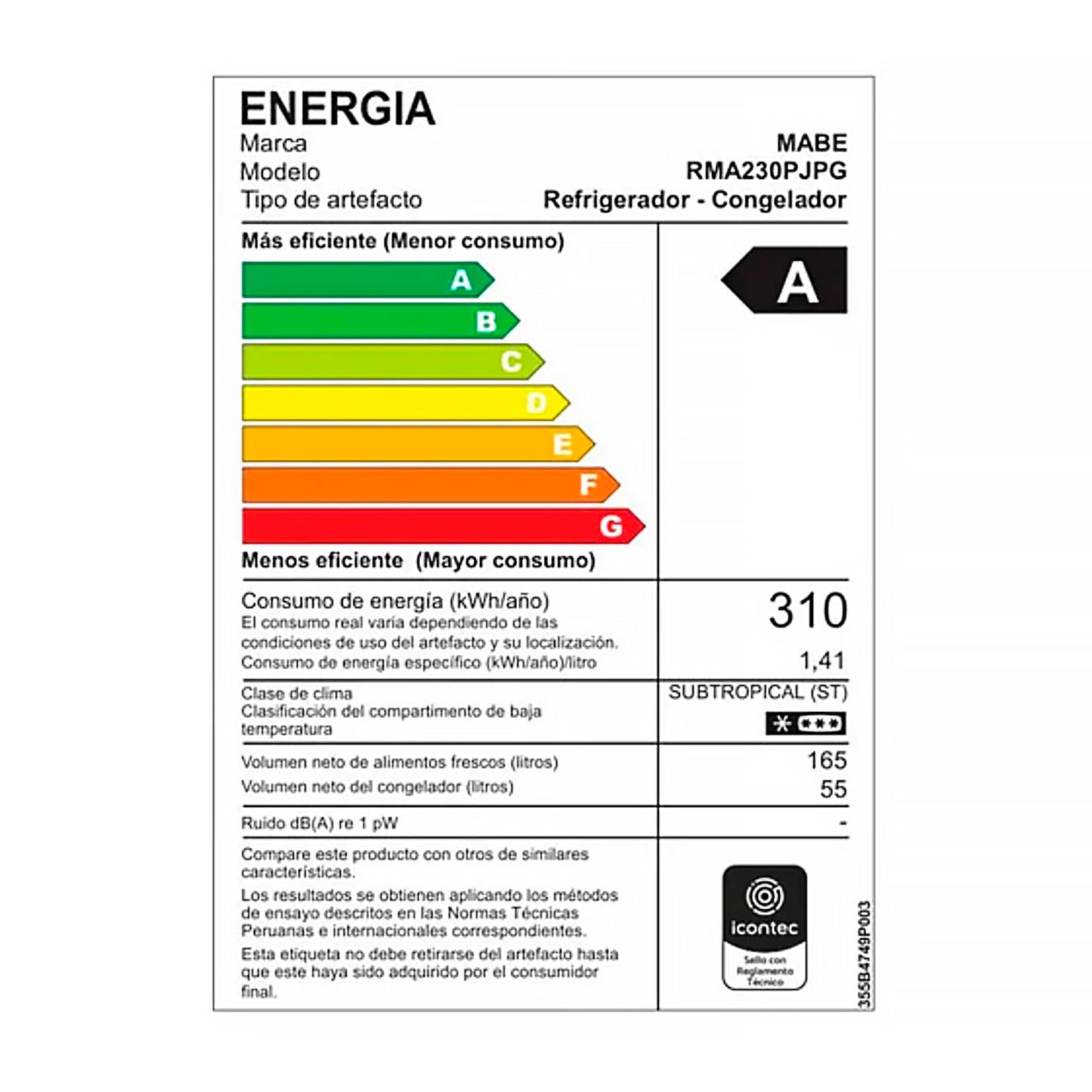 Refrigeradora Mabe 230 Litros No Frost Grafito RMA230PJPG