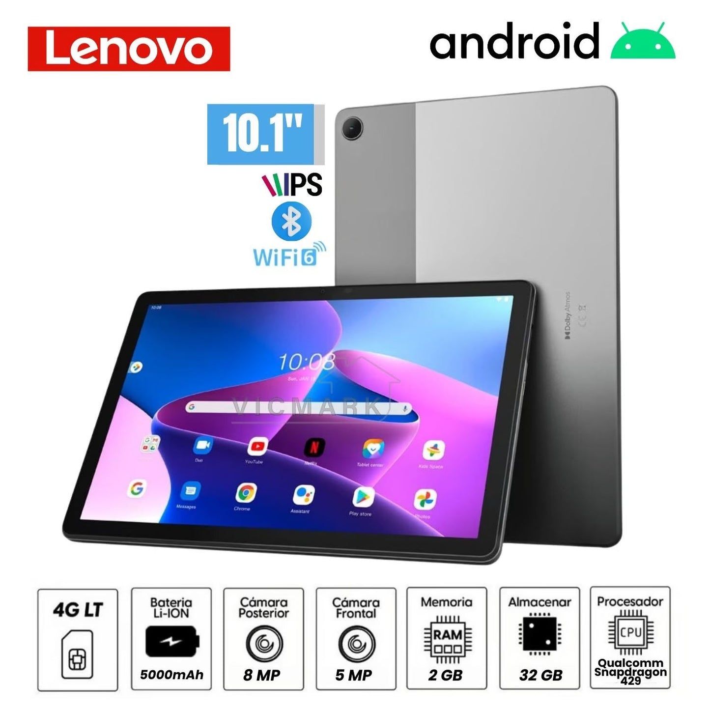 Tablet Lenovo M10 TB-X505L 10.1" IPS Qualcomm Snapdragon 429 2GB RAM 32GB SSD Android 9