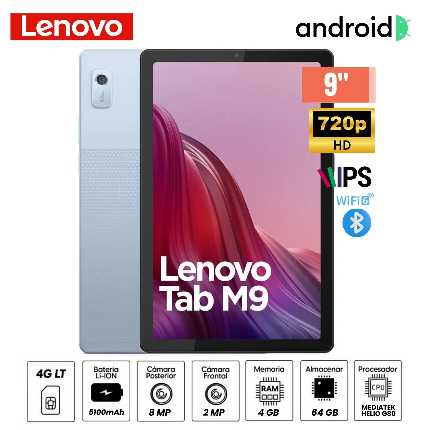 Tablet Lenovo Tab M8 4ta Gen con Chip 4GB RAM 64GB SSD TB300XU