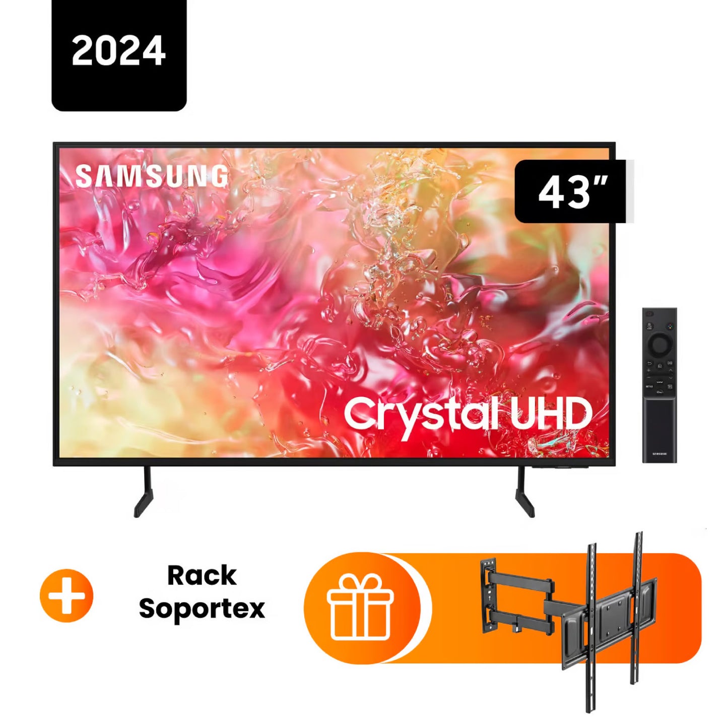 Televisor Samsung 43 Pulg Crystal Smart TV Tizen UHD 4K UN43DU7000GXPE + Rack