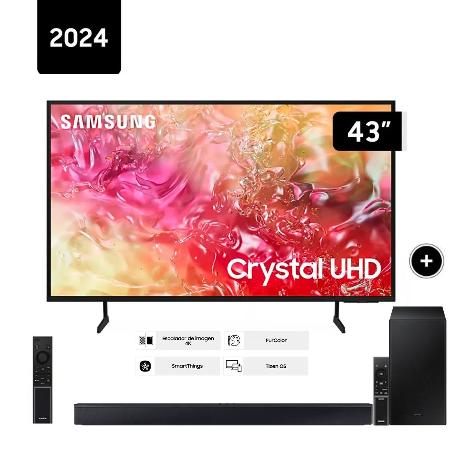 Televisor Samsung 43 Pulg Crystal Smart TV Tizen UHD 4K UN43DU7000GXPE + HW-C450