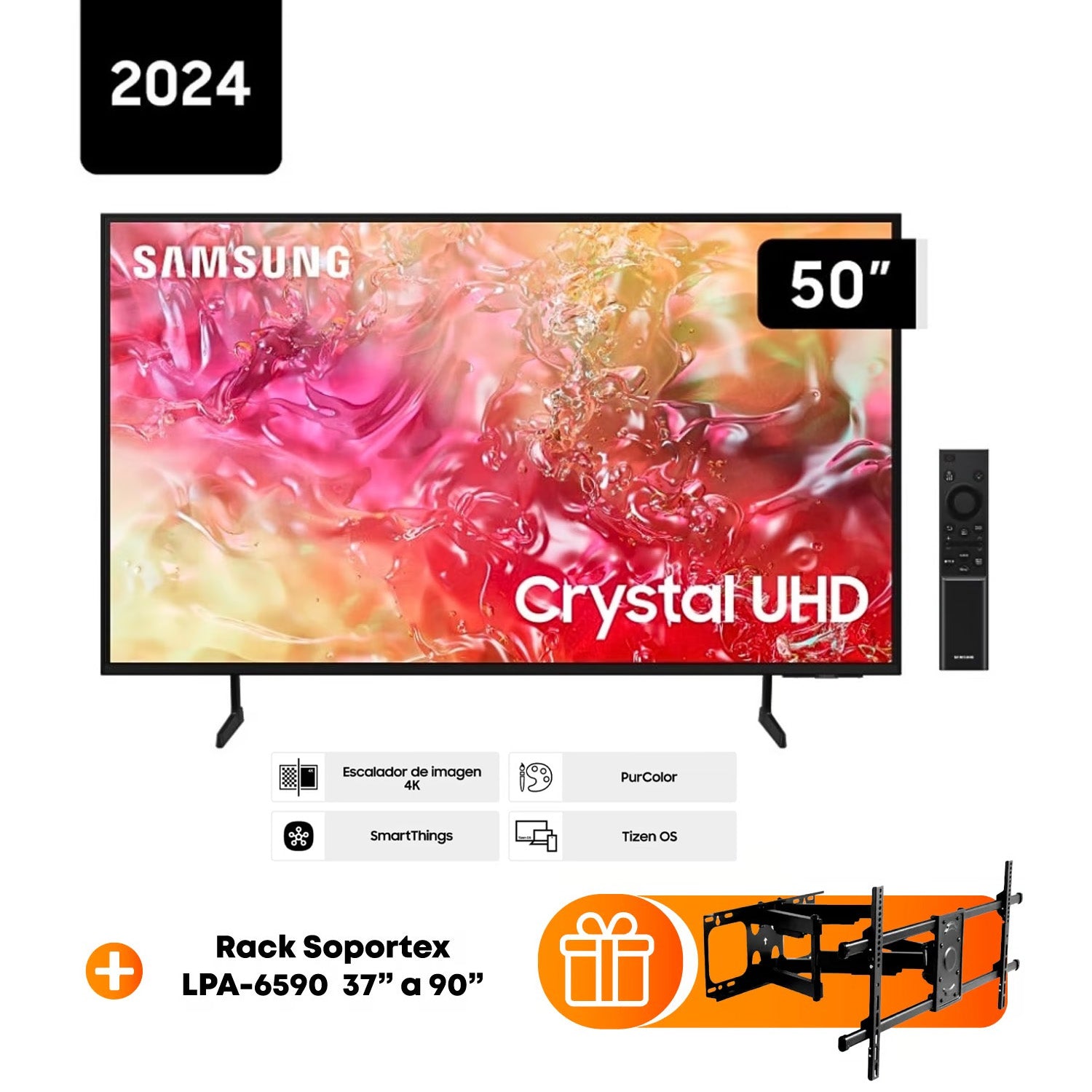 Televisor Samsung 50" Crystal UHD 4K Smart TV Tizen UN50DU7000GXPE + R ...