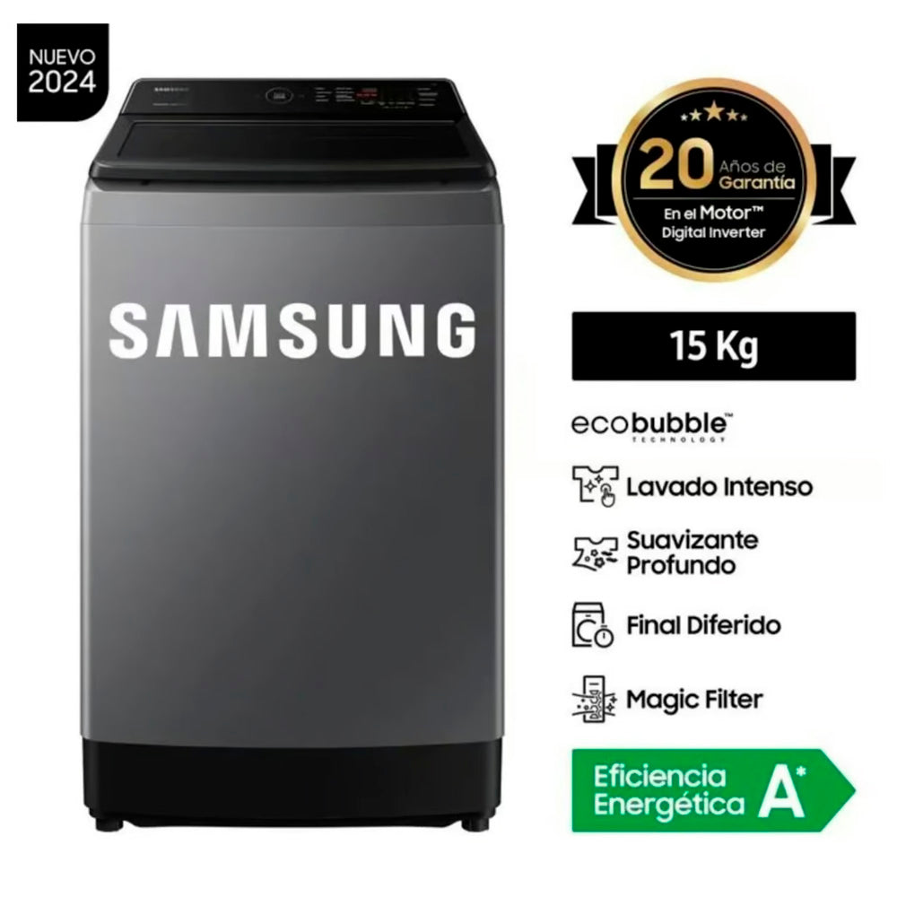 Lavadora Samsung EcoBubble 15KG WA15CG5441BD Gris Claro