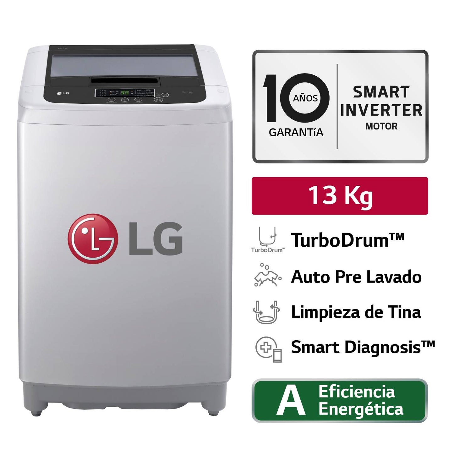 Lavadora LG 13kg Smart Motion Inverter Carga Superior WT13DPBK