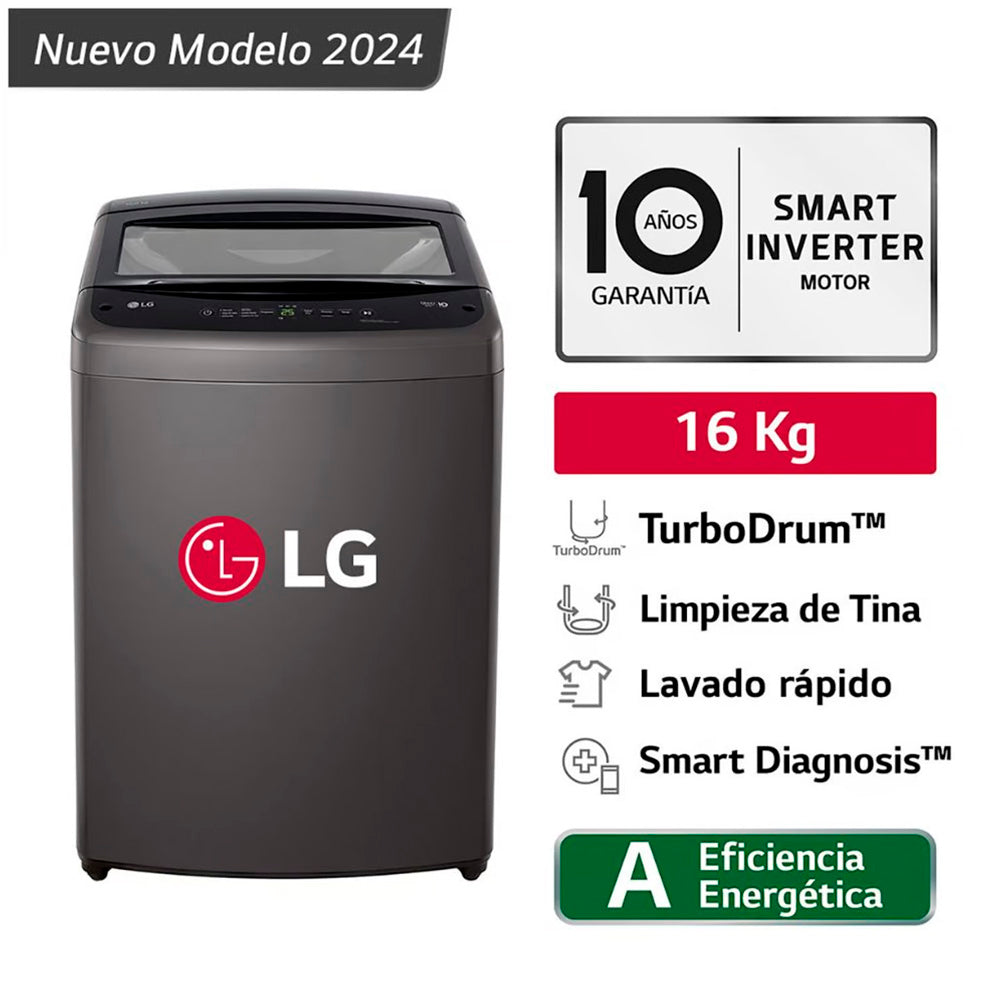 LAVADORA LG TURBODRUM CARGA SUPERIOR 16KG WT16BVTB - NEGRO