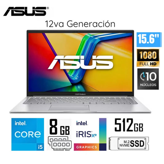 Laptop Asus Vivobook Intel Core i5 1235U 10 Núcleos 8GB RAM 512GB SSD 15.6" FHD X1504ZA-NJ339W