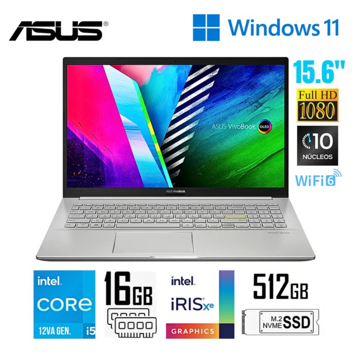 Laptop Asus Vivobook X1504ZA-NJ391 Intel Core i5-1235U 16GB Ram 512GB SSD 15.6 FHD Win 11