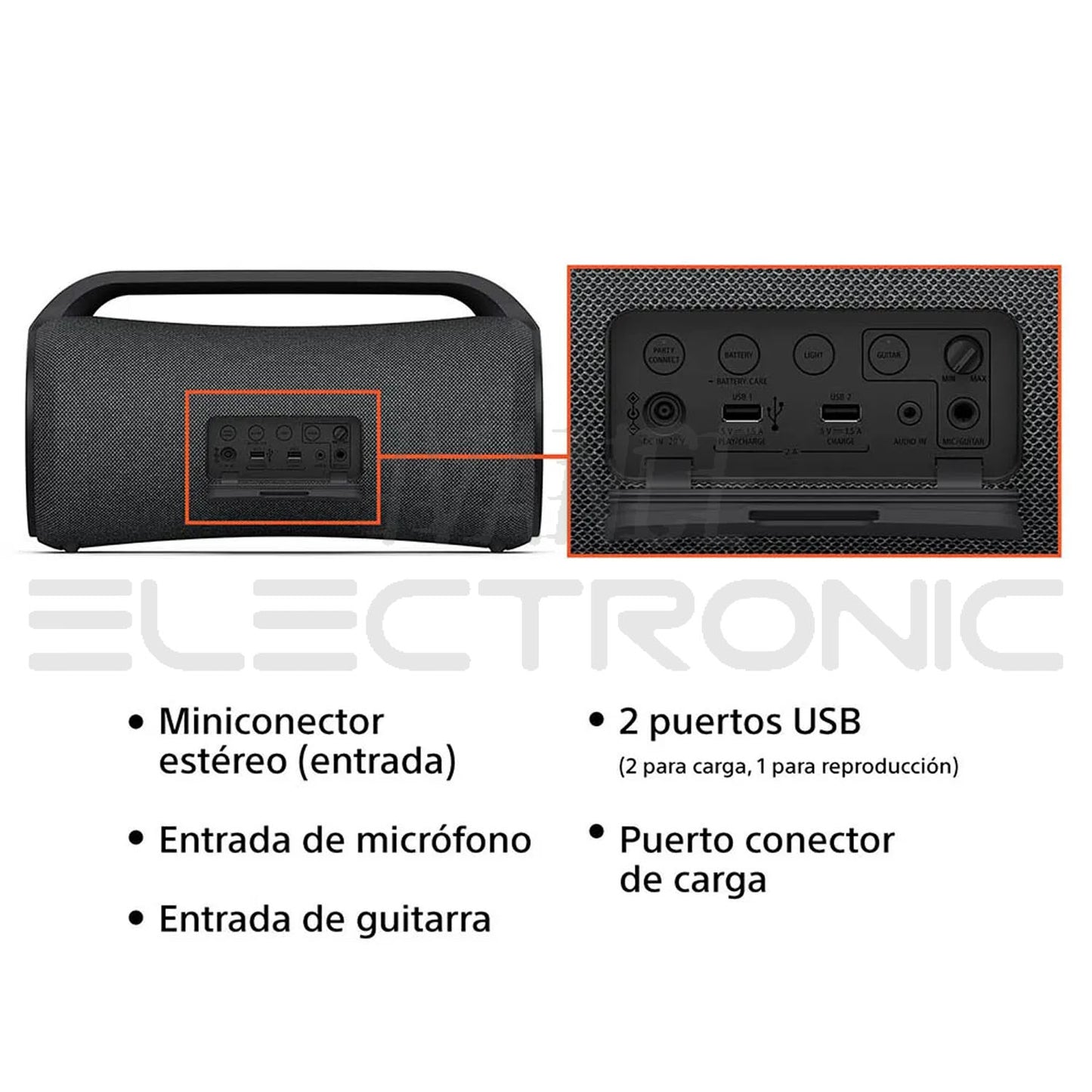 Parlante Bluetooth Inalámbrico Mega Bass Splashproof Batería 30 horas SRS-XG500